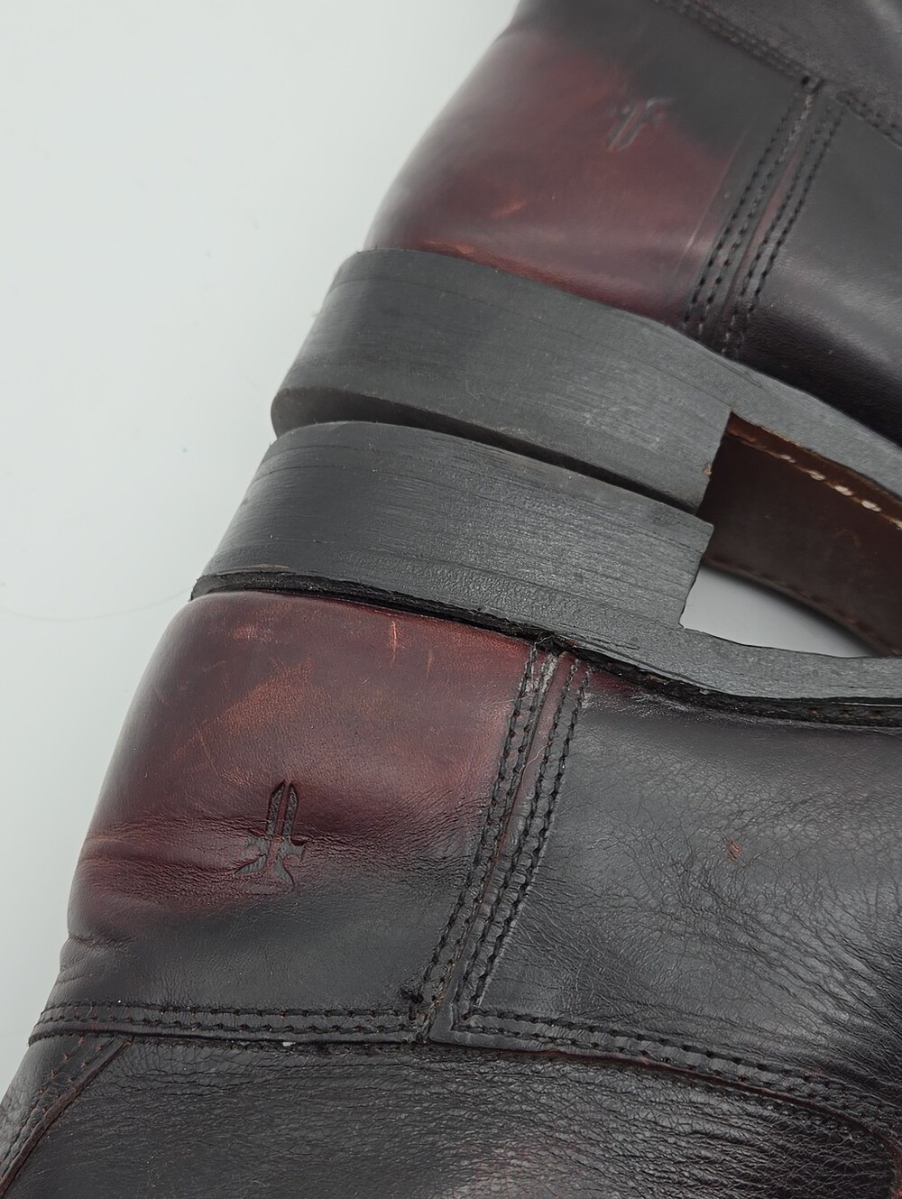 Rare FRYE Tall Burgundy Leather Boots Size 9 - Picture 7 of 10